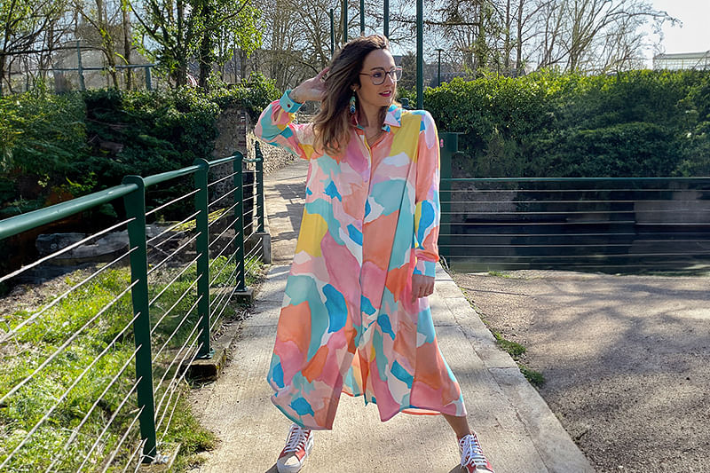 morgan_jeudy en crêpe viscose soft UNE Paradis - Gauguine - Sorbet