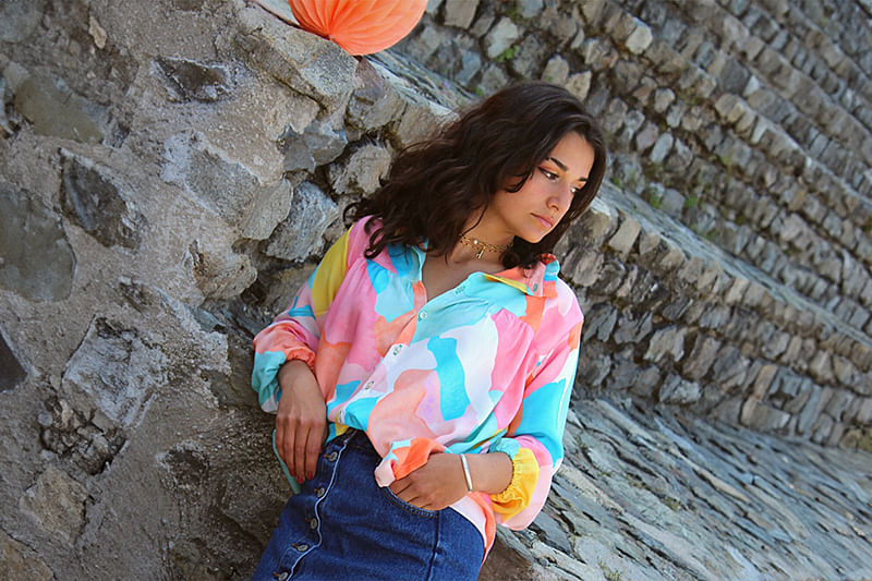 willyetlulu en crêpe viscose soft UNE Paradis - Gauguine - Sorbet