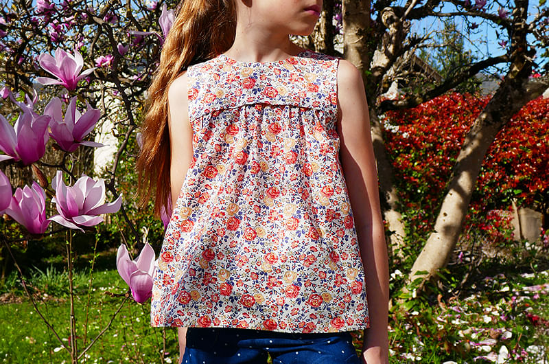 petitsdom en Liberty Tana Lawn Felicite - Pêche - Abricot