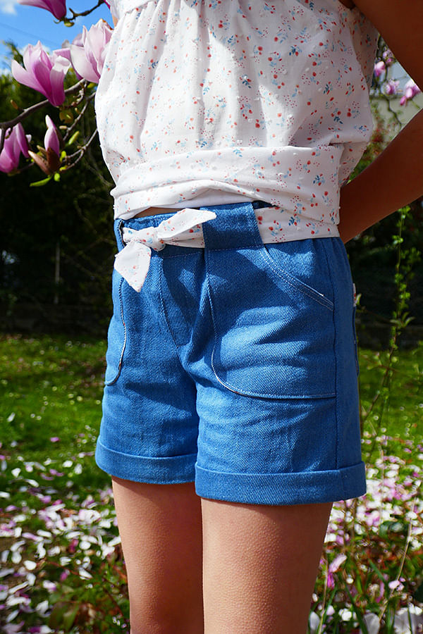 Petits d'om en short jeans bleu pale