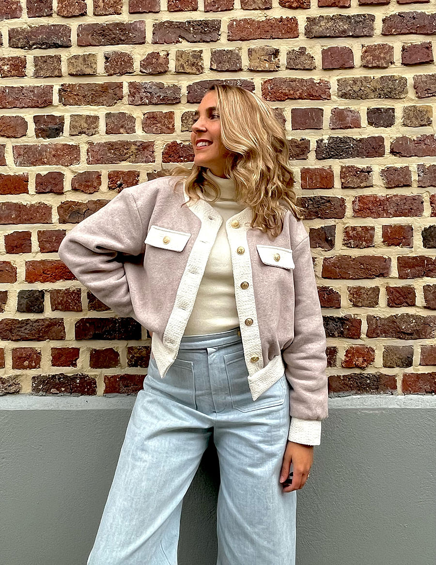 sewingbyflo en Polaire pur Coton Bio - Grège - veste