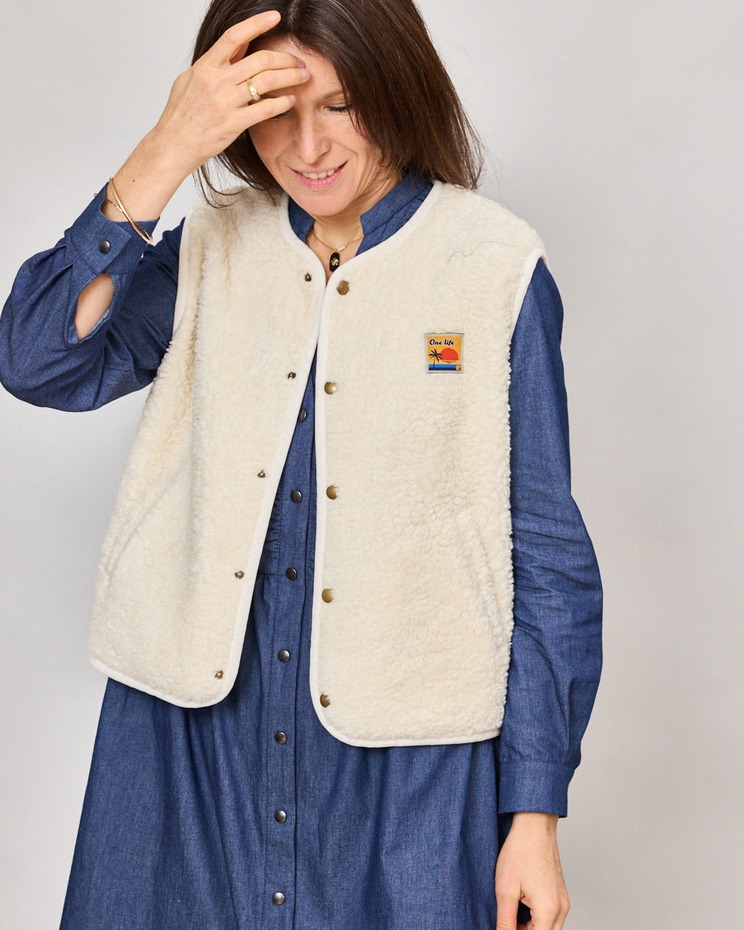 Gilet de Berger en teddy coton dense