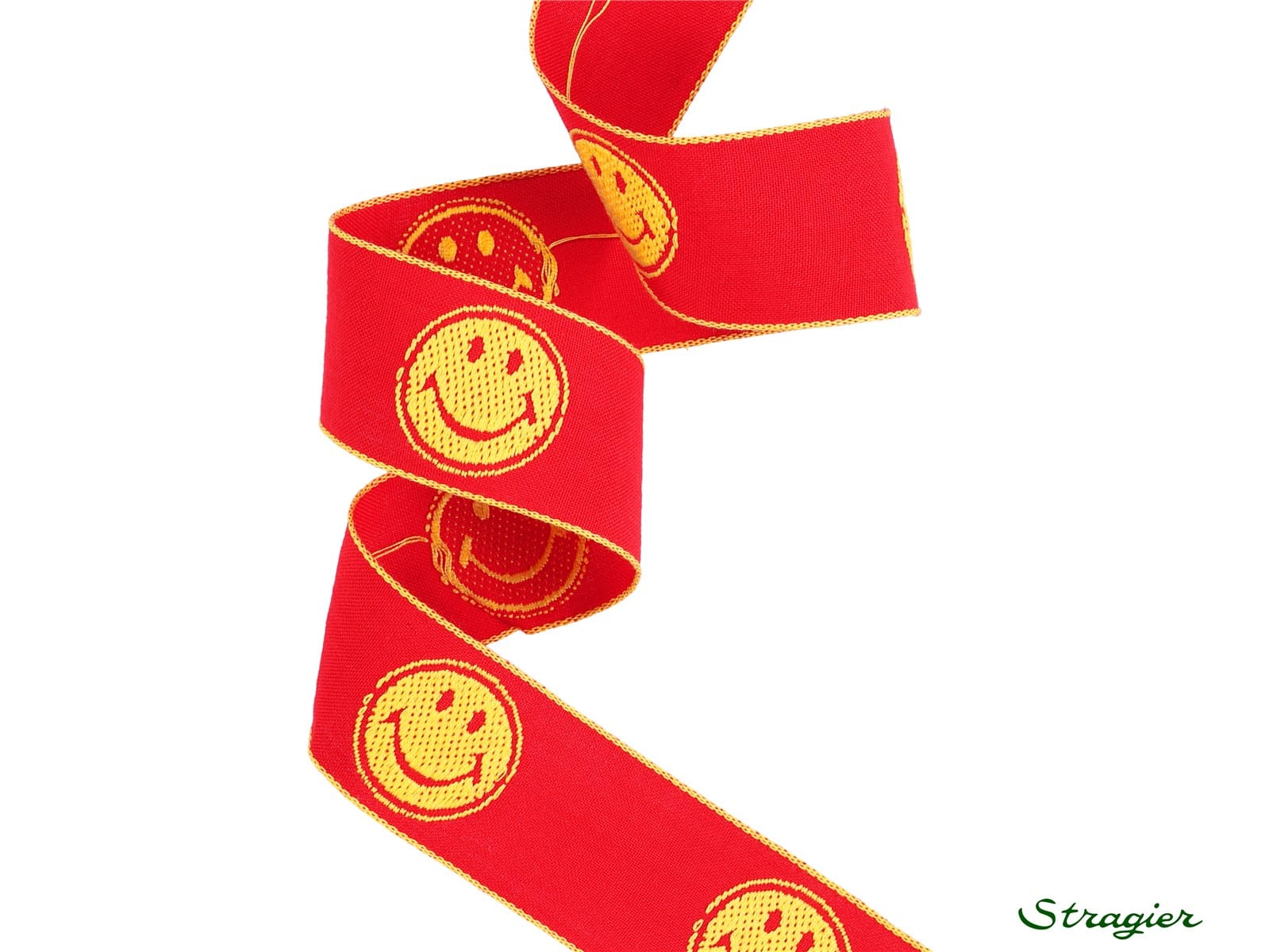 Stragier - Woven Ribbon - Emoji - Lemon-Red - 30 mm