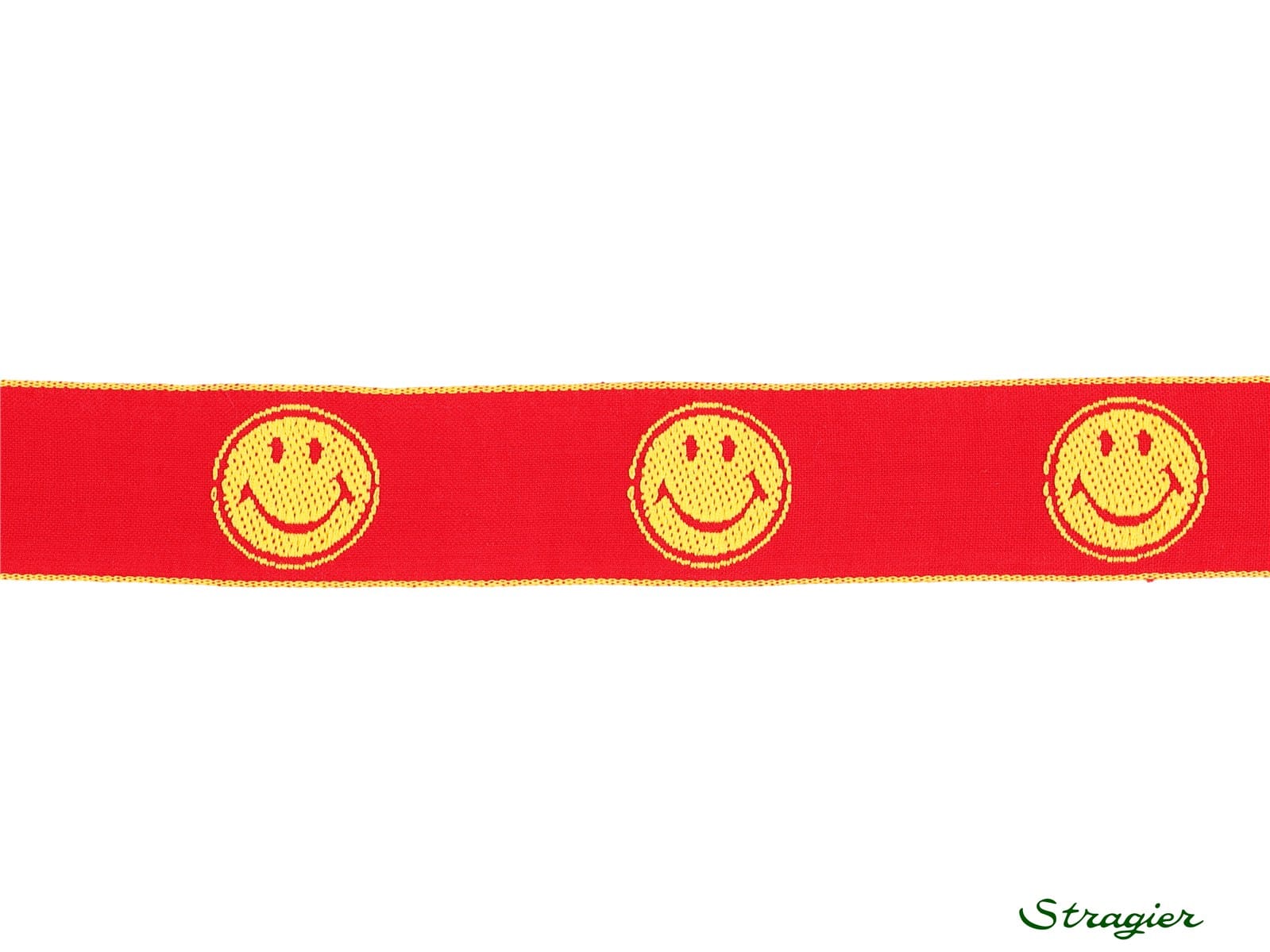 Stragier - Woven Ribbon - Emoji - Lemon-Red - 30 mm