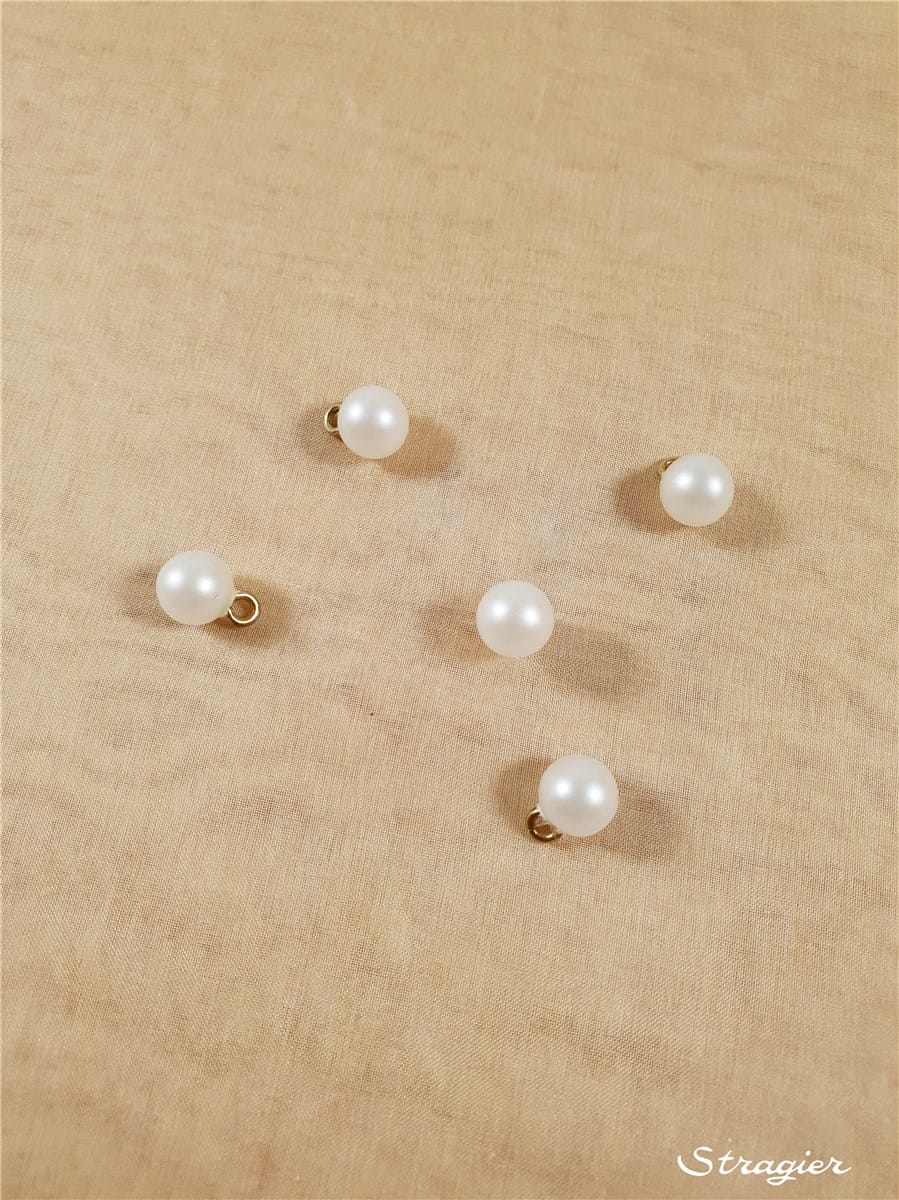Stragier - Bouton Perle - Sphérique - mat - Ivoire clair - 9 mm