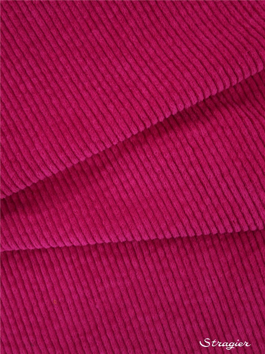 Stragier - Velours côtelé Stretch - côte 4mm - Uni - Fuchsia